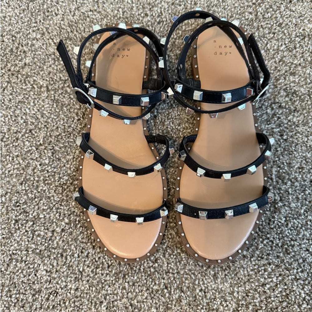 A New Day Black Gladiator Sandals with Studded Straps